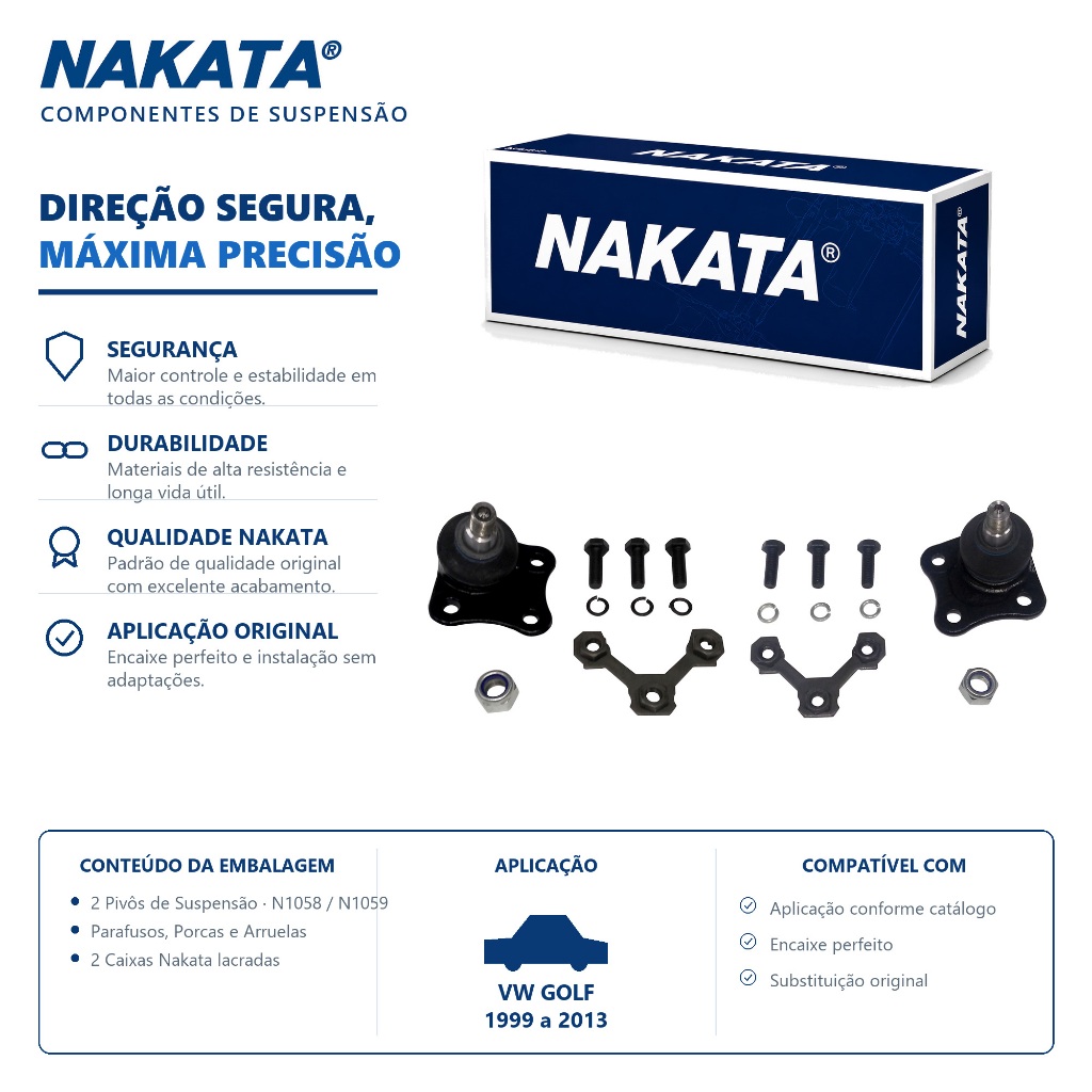 PAR PIVO SUSPENSAO VW GOLF 1999 a 2013 NAKATA