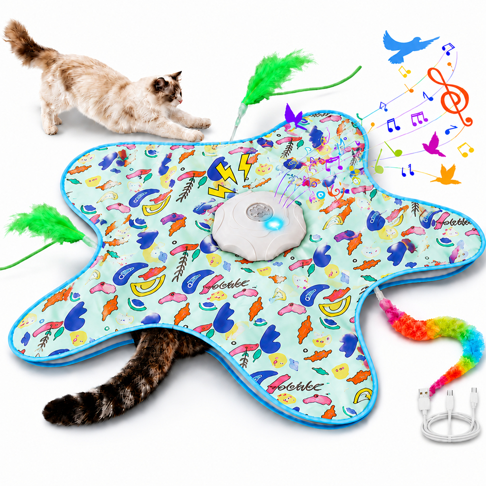 Brinquedo Interativo para Gatos Mouse Automático Inteligente, Movimento Móvel com Som, Sensor de Toque e Diversão