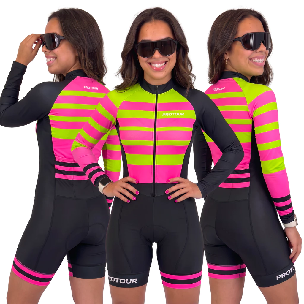 Macaquinho Feminino para Ciclismo Manga Longa UV50+ Forro Gel Confortável MTB Speed Bike — imagem 1