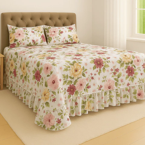 Colcha Helena Cama Casal Queen 400 Fios 3 Peças