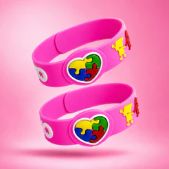 2 Pulseiras Ajustáveis Autismo/Autista Infantil - Quebra Cabeça Amor e União