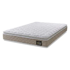 Colchão Casal Queen Espuma D33 Pillow Top Millenium 158x198x19cm Bege/Branco Hellen
