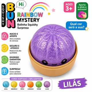 Bolinha Squishy Rainbow Mystery Anti Estresse Macia Brinquedo Sensorial Cores Sortidas