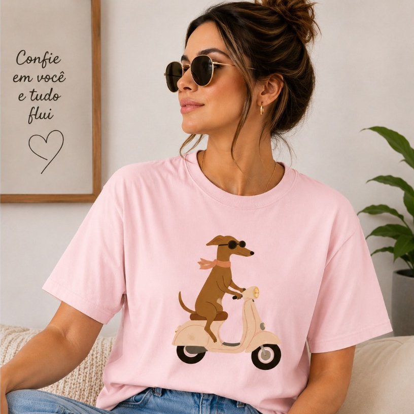 Camiseta Feminina Algodão Estampada Blusa Soltinha Casual Moderna Confortável