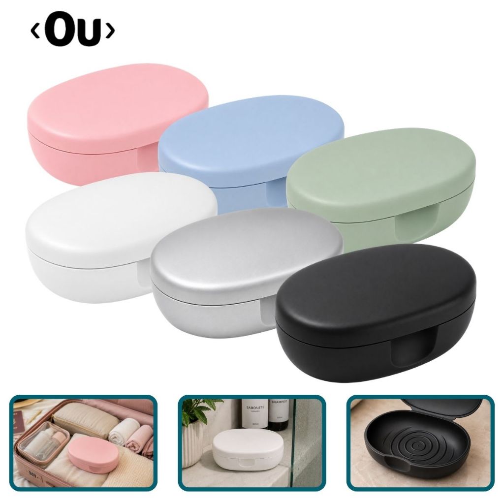 Saboneteira Para Viagem Com Trava Tampa Oval Redonda Banheiro Casa Soft Ou