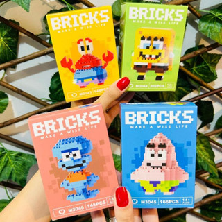 Mini Blocos de MontarTurma do Bob Esponja Kawaii Presente Criativo e Colecionável|Decoração Fofa