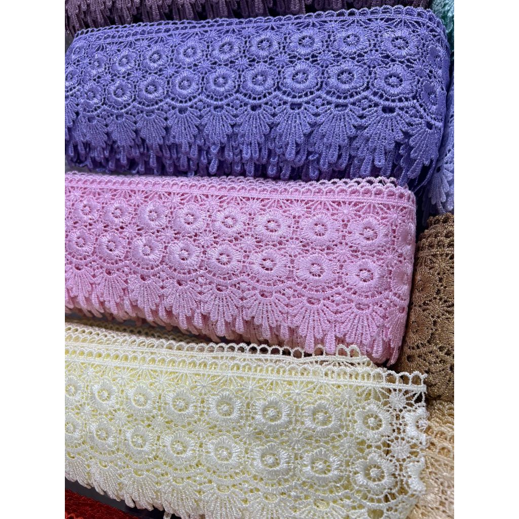 Renda Guipir Para Barrado Toalha Roupas Bico Renda Guipure Guiper 100% Poliéster - Kits3e5m -Várias Cores