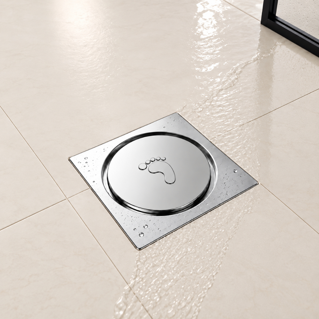 Ralo Click Inteligente 10x10 Cm Quadrado ABS CROMADO - Veda Cheiro Banheiro Casa Cozinha