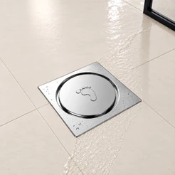 Ralo Click Inteligente 10x10 Cm Quadrado ABS CROMADO - Veda Cheiro Banheiro Casa Cozinha