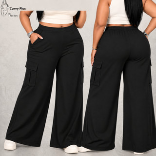 Calça Cargo Plus Size 4 bolsos Wide leg Pantalona Calça Alfaiataria Calça pantalona Feminina Calça Pantalona Plus Size