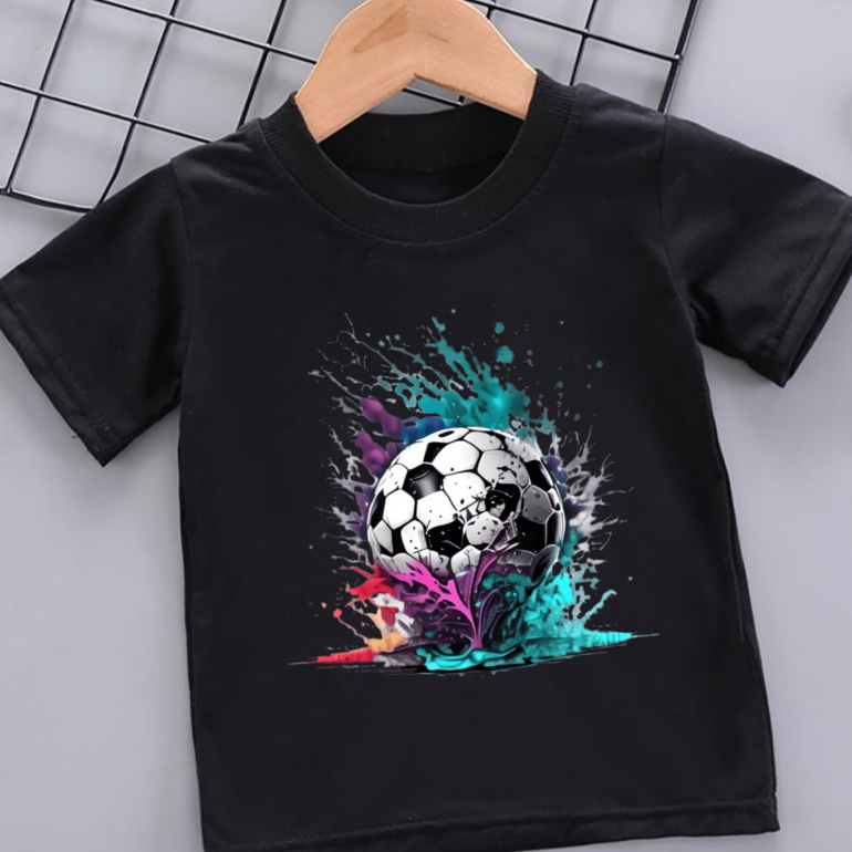 CAMISETA ,CAMISA INFANTIL  E JUVENIL BOLA DE FUTEBOL,100%ALGODÃO BLUSA ESTAMPADA MASCULINO