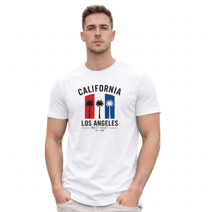 Camiseta Masculina California Los Angeles Estampada Premium Algodão Confortável Casual Streetwear Moda Verão Qualidade T