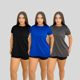Kit 3 Blusas Academia Feminina Tapa Bumbum Treino Fitness