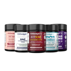 Kit FitS36 + Pro3Magnésio + NAC + FitHair + Complexo B AlwaysFit | 5 Suplementos | 240 Cápsulas
