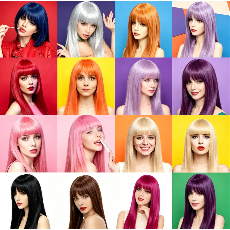 Peruca Longa Colorida Lisa Fantasia Carnaval Festa - Diversos Modelos