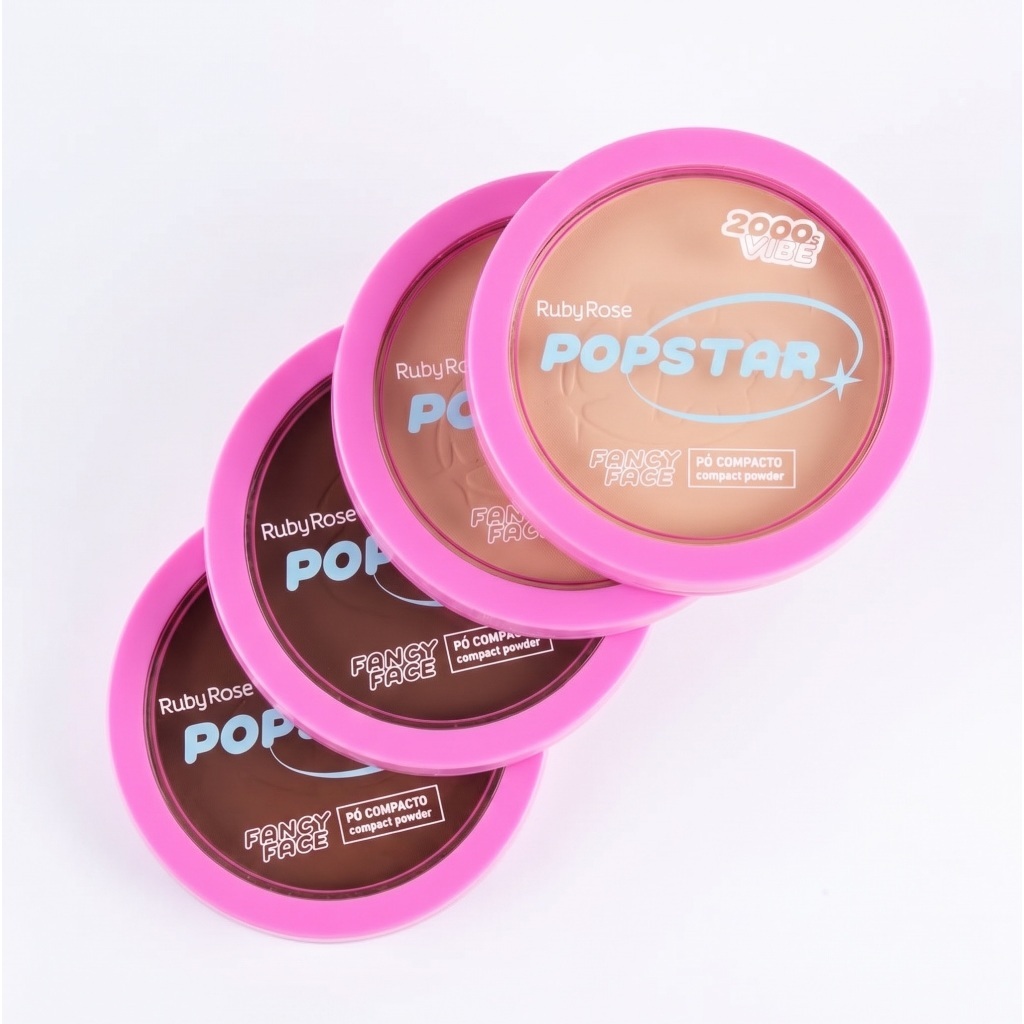 Pó Compacto Ruby Rose Fancy Face Popstar HBM406| Matte Alta Cobertura - P10, P20, P30, P40, P50, P60, P70, P80