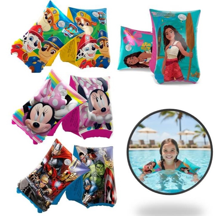 Boia de Braço Inflável Infantil - Segurança para Piscina, Praia e Banho - Personagens Variados