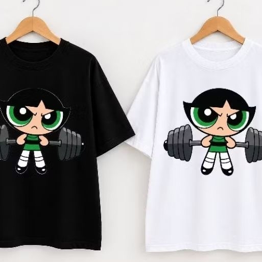2 Camiseta Oversized Meninas Super Poderosas 100% Algodão Academia Gym Blusão Tshirt Feminina Gringa Streetwear