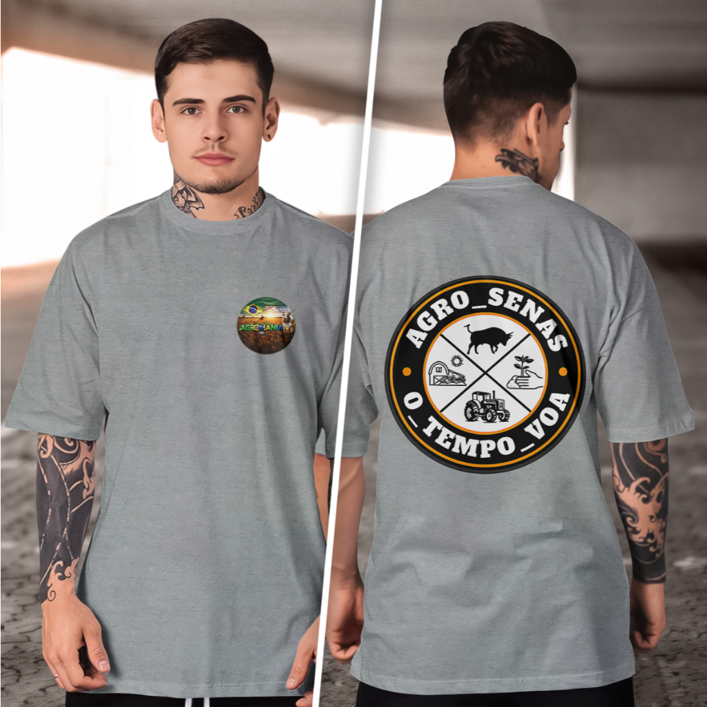 Camisetas Masculina Agromania agro cenas tenpo voa f-c 100% Algodão Gola Redonda Fio 30.1