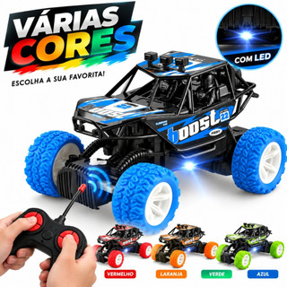 Carrinho de Controle Remoto Jipe Off Road Luz LED Brinquedo de Menino com Pilhas