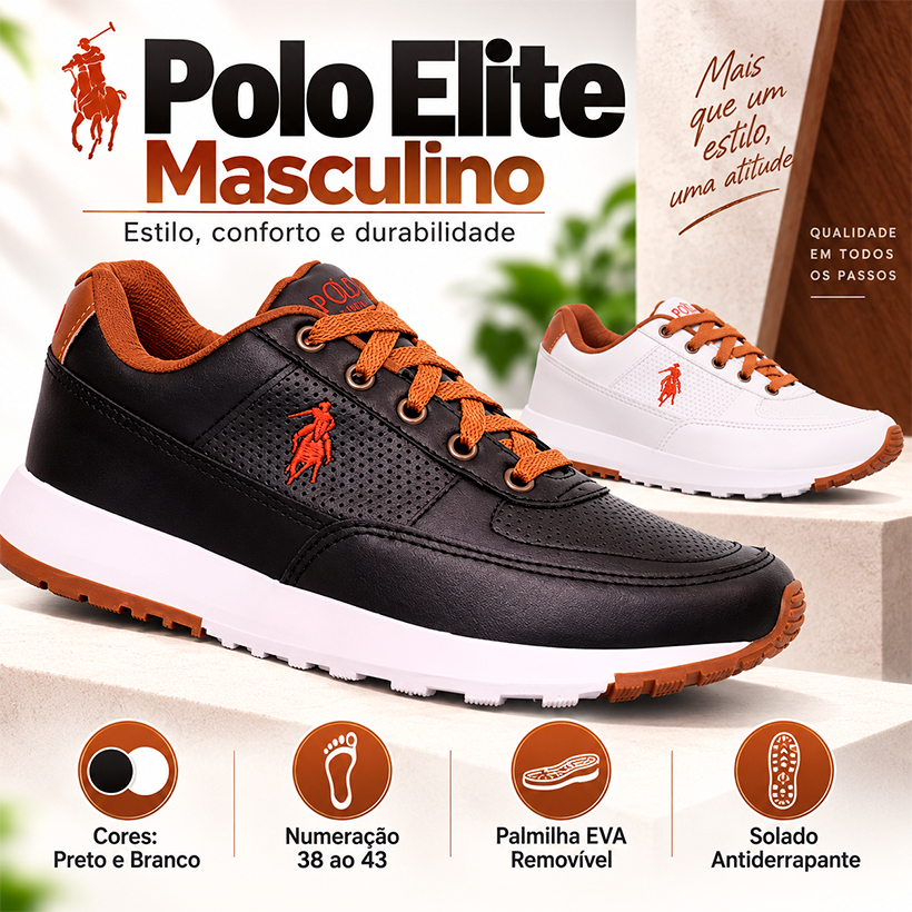 Tênis Masculino Oldsen Polo Elite Casual Couro Ecológico Confortável Antiderrapante 38 ao 43