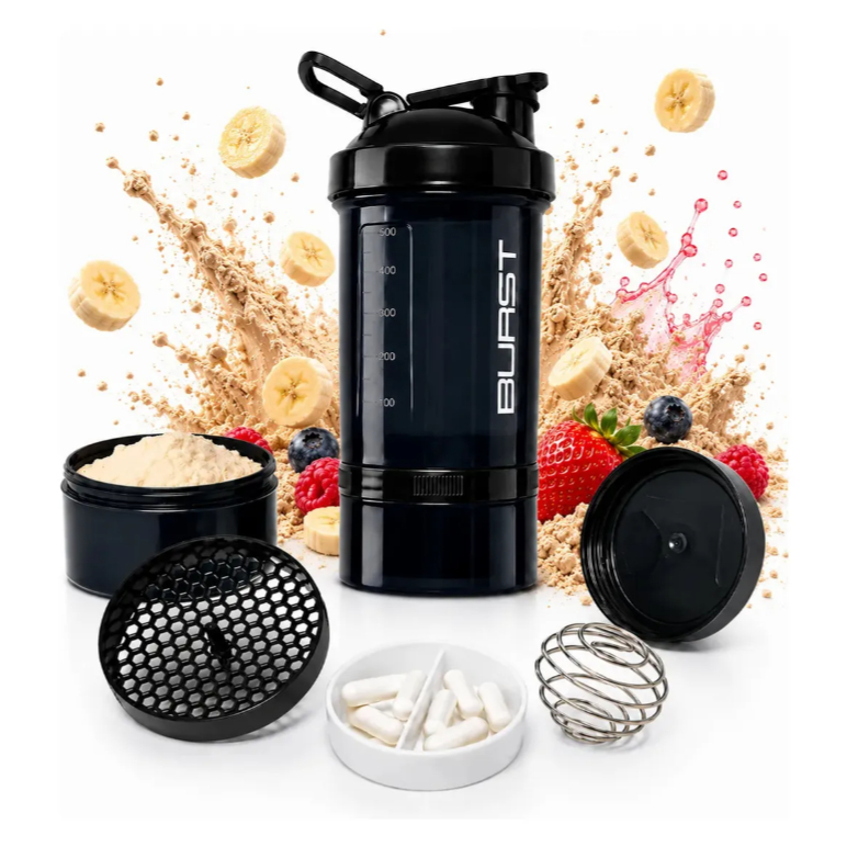 Coqueteleira Shaker Academia Compartimento 600ml Suplementos Hermético Whey Cápsulas Comprimidos