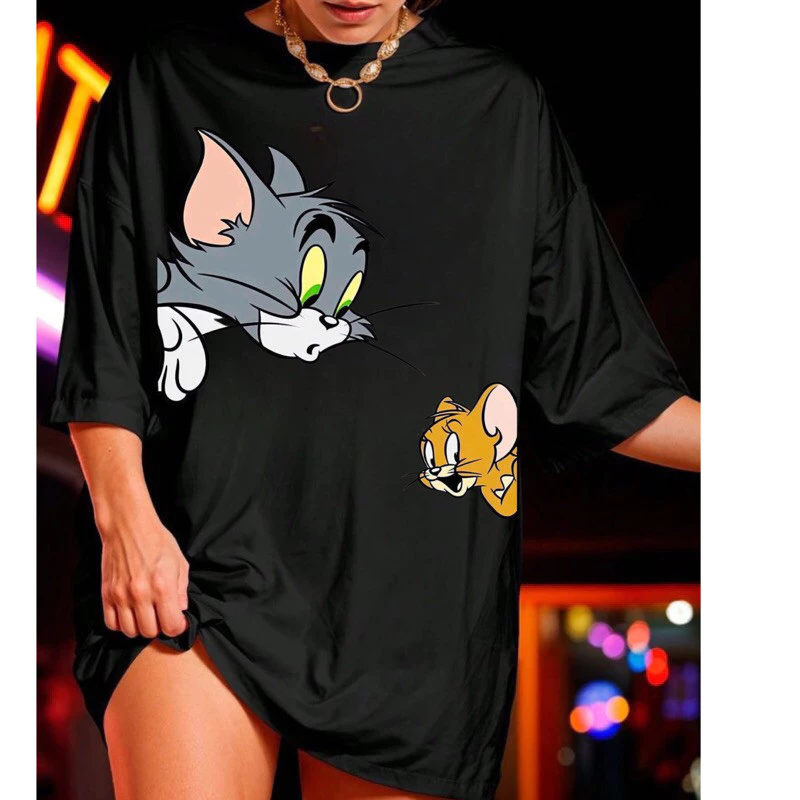 Camiseta casual estilosa personalizada Tom e Jerry camisa estampada 100% Algodão lançamento FASHION FEMININA MASCULINA