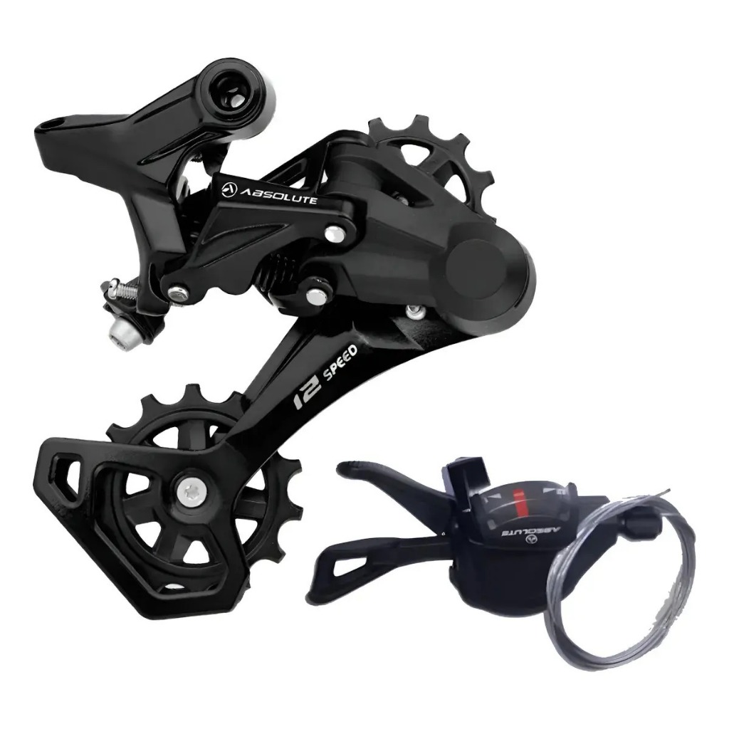 KIT CÂMBIO TRASEIRO + ALAVANCA ABSOLUTE NERO 12V MTB TRANSMISSÃO