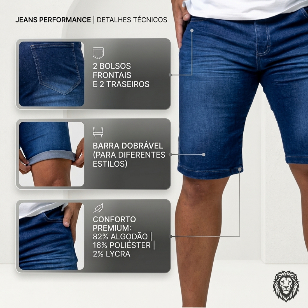 Bermudas Masculinas Jeans Short Elastano Lycra Masculino Casual Para o Dia a Dia Versatil e Confortavel