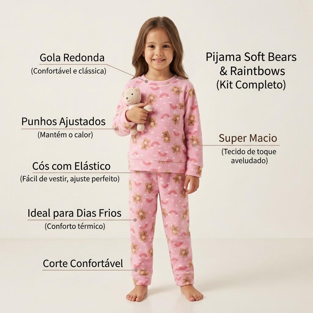 Conjunto infantil MENINO e MENINA pijama em Tecido Soft estampado Tam 4, 6 e 8 Inverno 2026