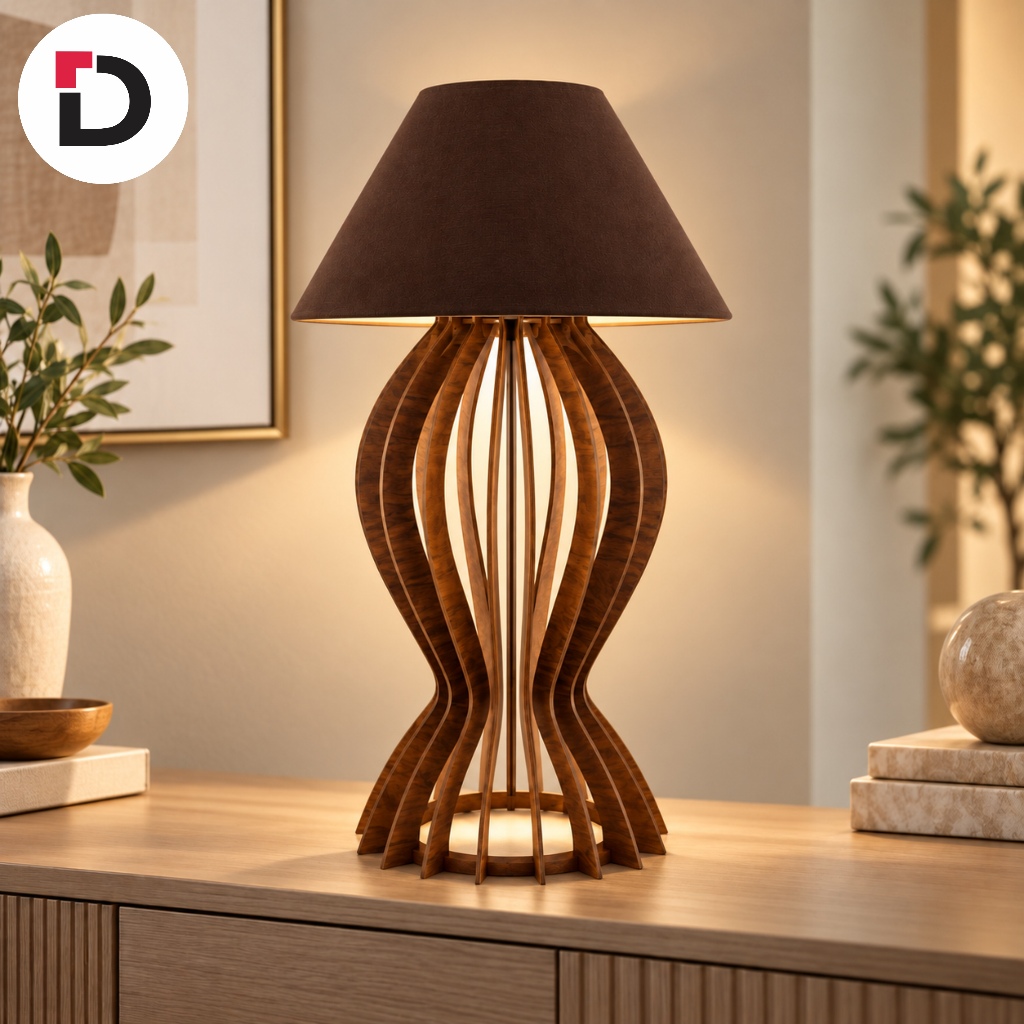 Abajur Modelo Troféu Luminária Em Mdf Cúpula Em Varias Cores Quarto Cozinha Sala