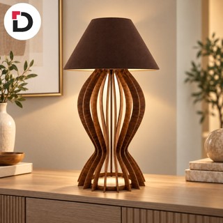 Abajur Modelo Troféu Luminária Em Mdf Cúpula Em Varias Cores Quarto Cozinha Sala