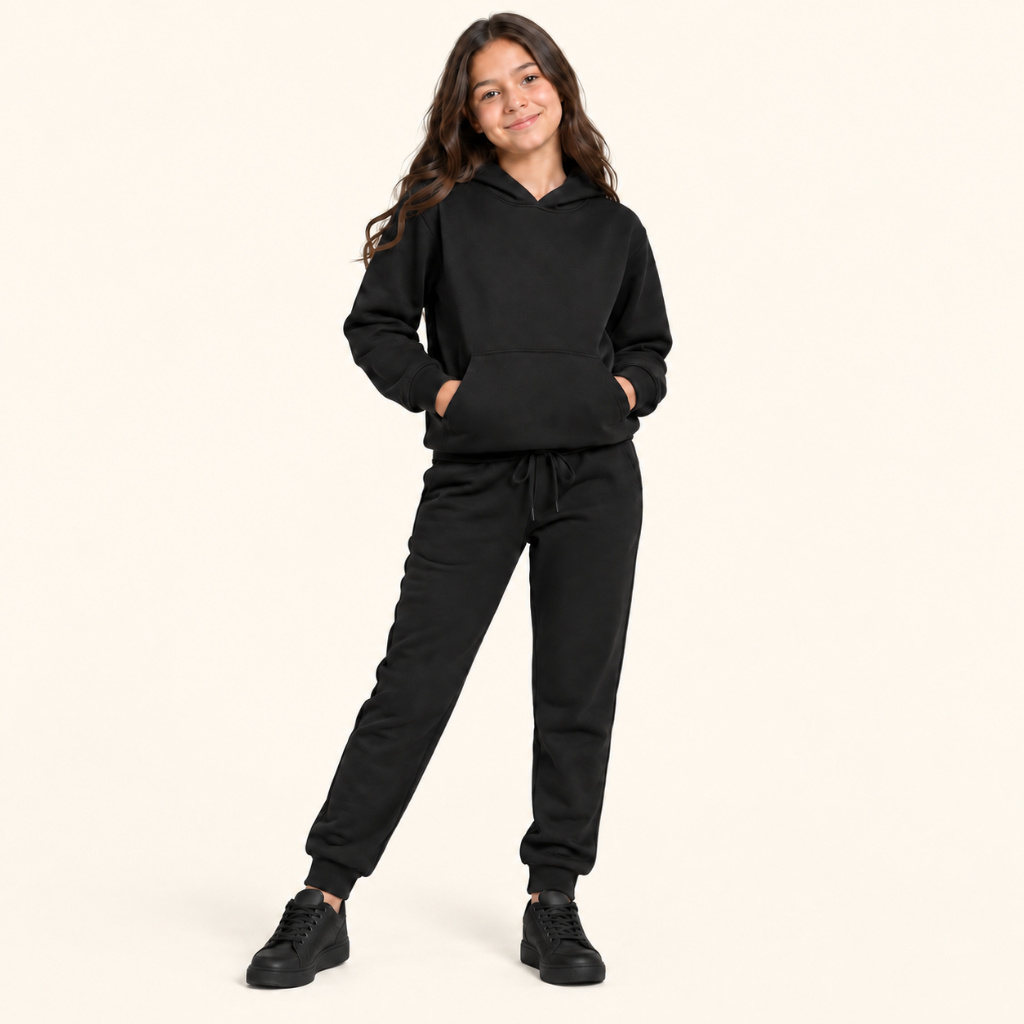 Conjunto Feminino Juvenil Moletom Flanelado Blusa e Calça Jogger Agasalho Confortável Inverno Escolar Dia a Dia Aerolook