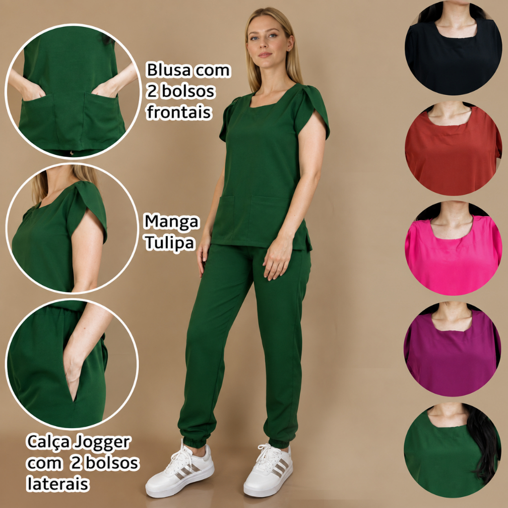 [TECIDO PREMIUM] Pijama Hospitalar Scrub Cirurgico Manga Tulipa - Ótimo para clínicas, hospitais e mais