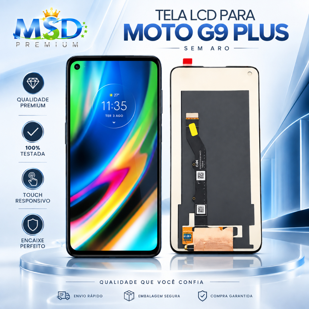 Tela Frontal Moto G9 Plus XT2087-1 LCD Sem Aro