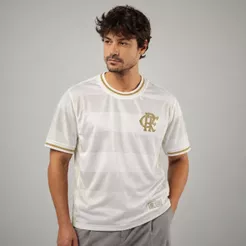 Camisa Flamengo Masculina Dry Jacquard Off White Treino Mengão