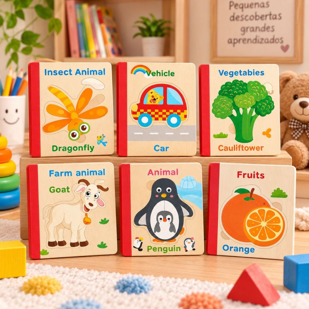 KIT 2 Livros Quebra Cabeça Em Mdf Método Montessori Educacional Infantil Didático VMP · foto 2