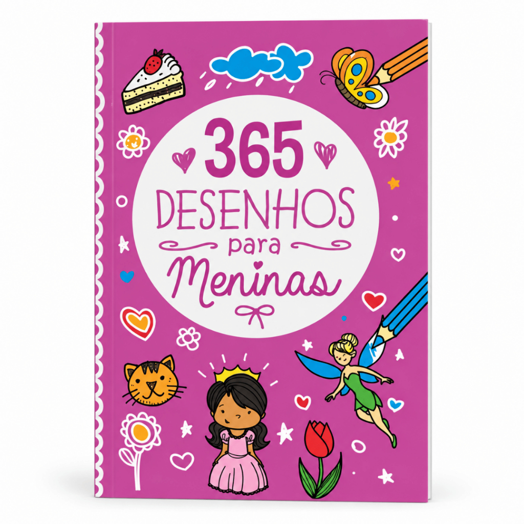 Livro Infantil 365 Desenhos Para Meninas Colorir Capa Brochura Para Criança - Pé da Letra