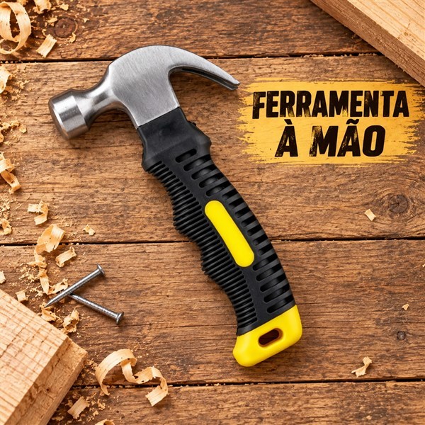 Mini Martelo Unha com Cabeça Metálica, Extrator de Pregos e Cabo Emborrachado para Caixa de Ferramentas, Casa e Oficina