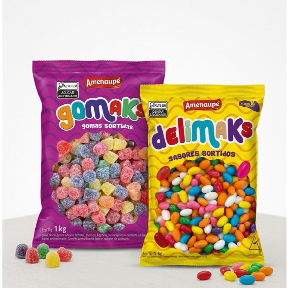 Kit 2 kilos - Goma + Jujuba - Gomaks e Delimaks Sortidas - Amendupã