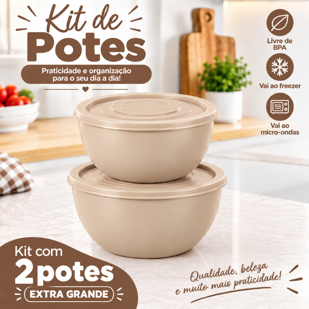 Kit 2 Potes Grande conjunto Bowl 5 e 8 Litros Saladeira Mantimento Festas, churrasco, Lanchonete