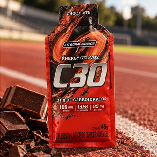 Gel Energético VO2 C30 Chocolate Integralmédica | Kit 3 6 10 | Corrida Bike Endurance