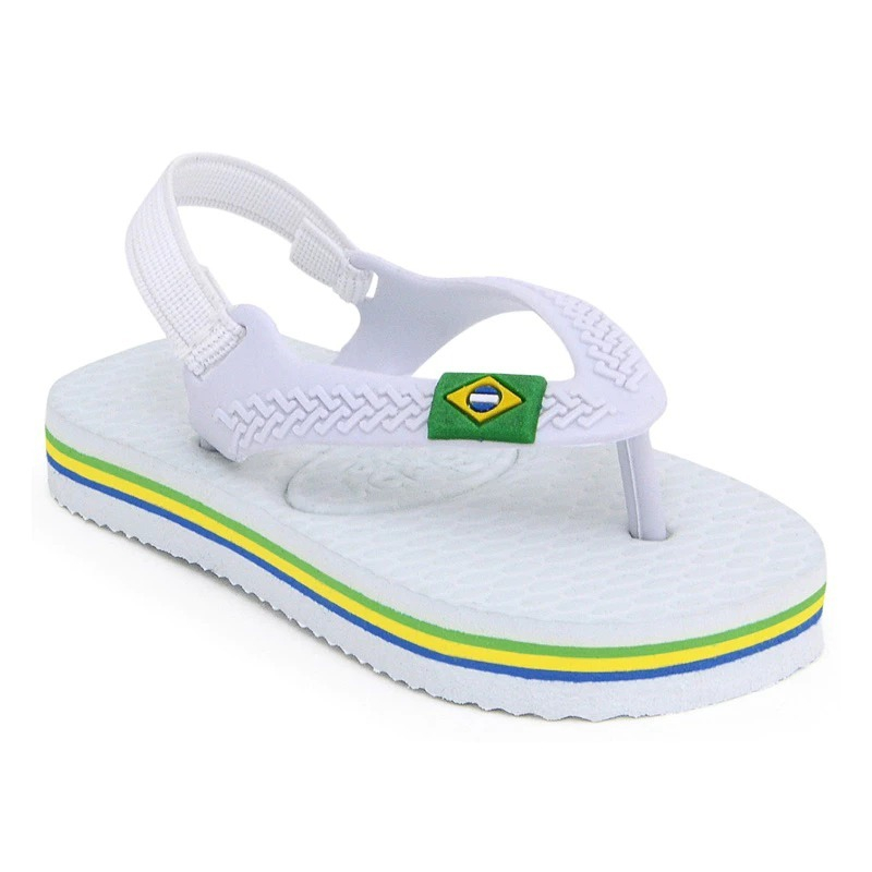 Chinelo De Dedo Bebê Sandália Infantil Elastico Super Macia Leve Confortável Detalhe Bandeira Brasil