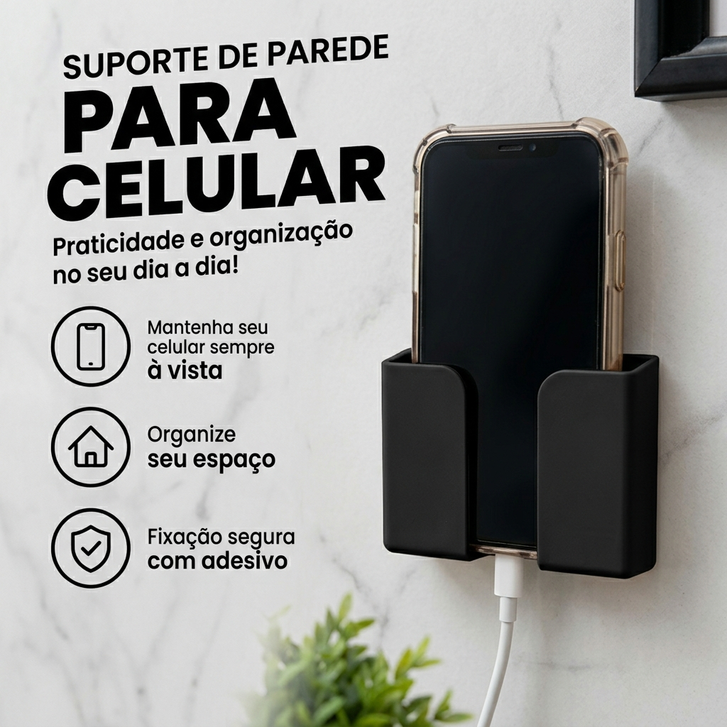 Suporte de Celular para Parede Multiuso Adesivo Sem Furar Porta Controle Remoto E Carregador 1/2/3/4/5 Unid