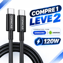 Cabo Carregador Super Rápido 120W Tipo C para Tipo C, p/Androi/Samsung Galaxy S26 S25Plus S24FE S23 S22 S21 Ultra USB-C