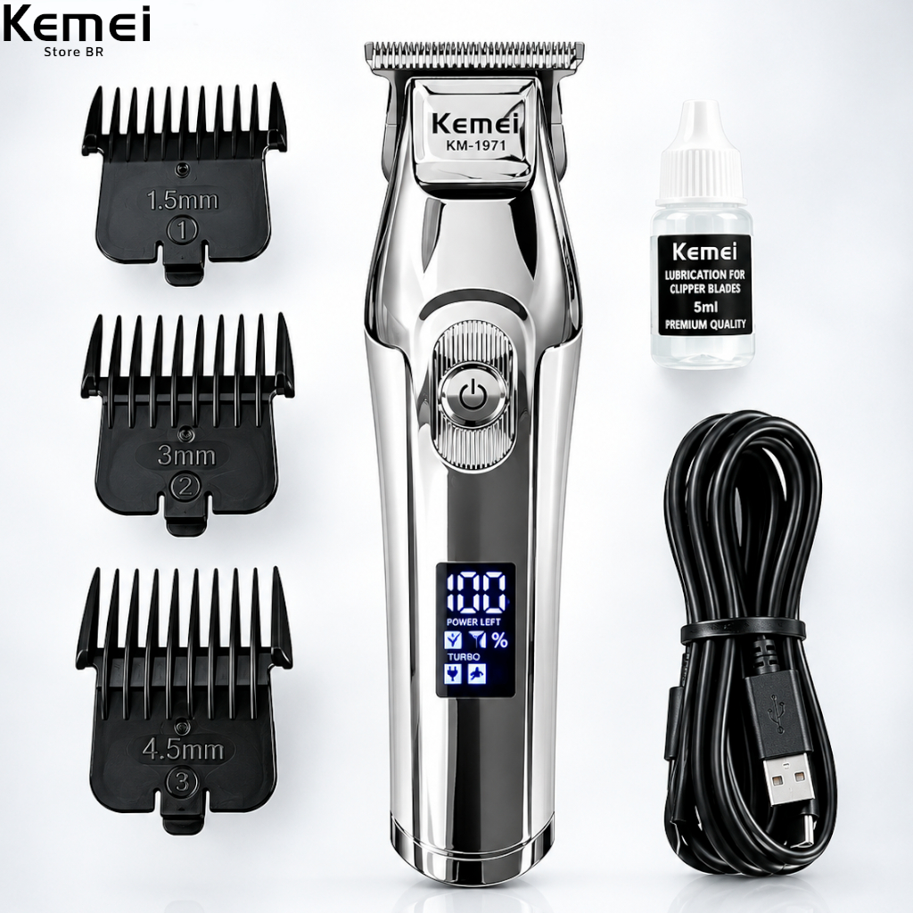 Máquina de barbear Kemei modelo KM-5207 Recarregável USB · foto 2