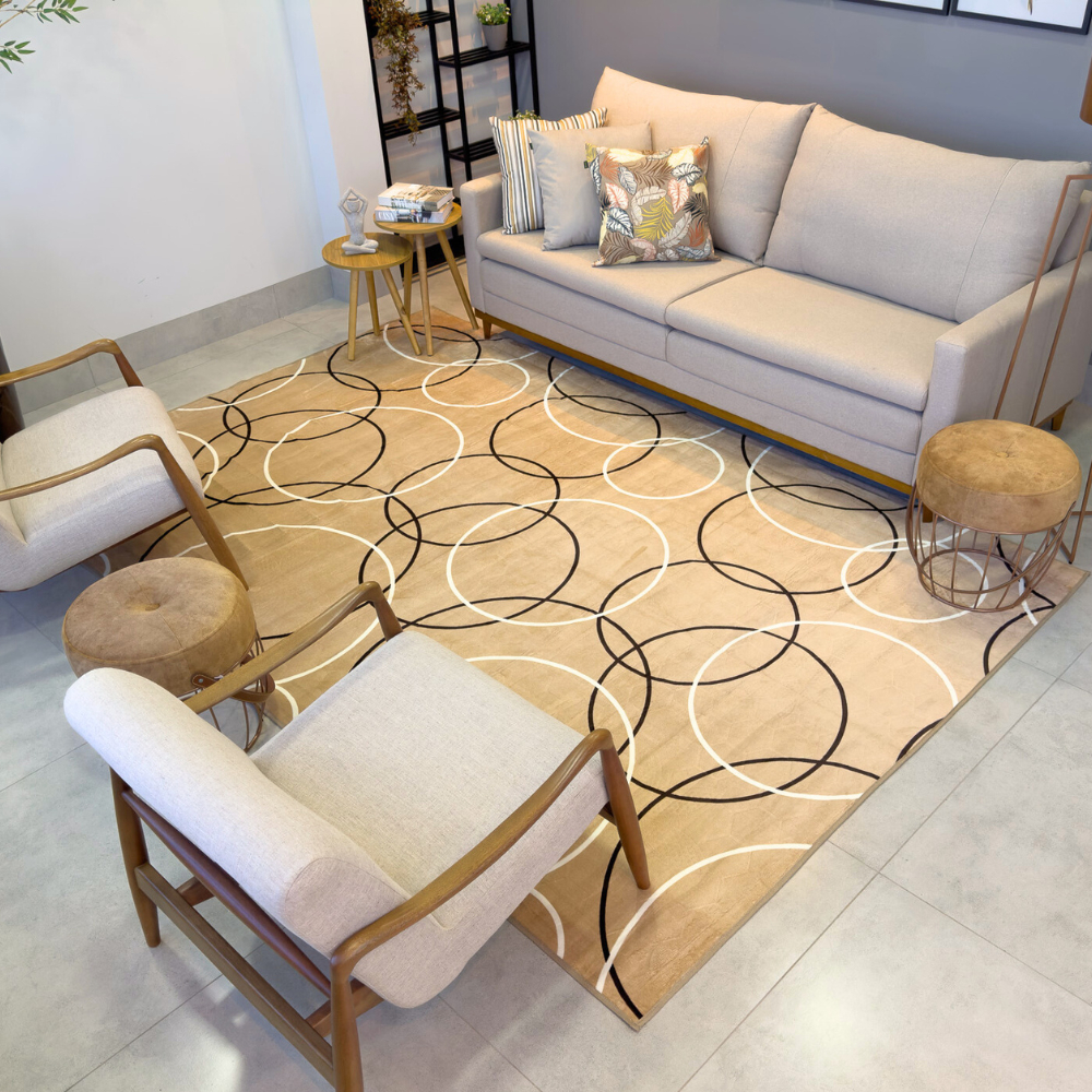 Tapete para Sala 300x200 Moderno Luxuoso Aveludado Pelo Baixo Macio Antiderrapante Decorativo Sofisticado