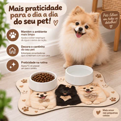 Tapete Comedouro Lulu da Pomerânia Spitz Alemão Antiderrapante 29x43cm