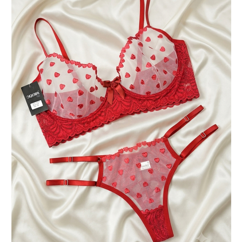 Conjunto Plus Size 54 Lingerie Sensual Sutiã Meia Taça e Tanga Fio — imagem 2 de 2