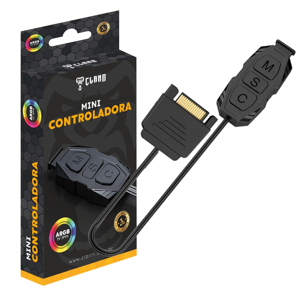 Controladora ARGB Clanm para Fan Cooler Gamer Setup Fita LED RGB 5V 3 Pinos
